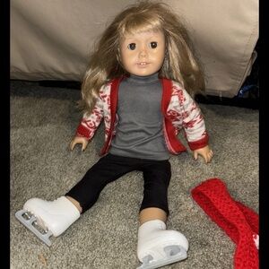 American Girl Doll, Blond Hair, Brown Eyes And Skating Outfit